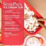 StarPack Long Scoop Ice Cream Freezer Storage Container - for Home Made Ice Cream, Freezer Containers, Meal Prep, Soup and Food Storage